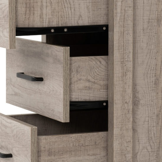 Oxnard Wooden Bedside Cabinet With 3 Drawers In Light Oak