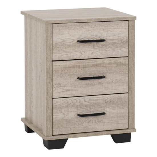 Read more about Oxnard wooden bedside cabinet with 3 drawers in light oak