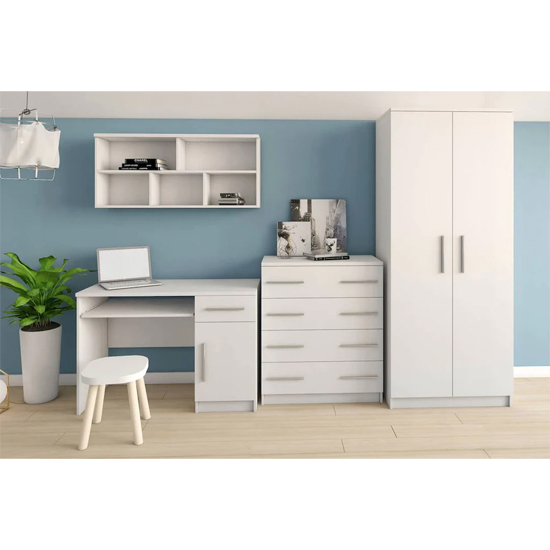 Oxnard Wooden Bookcase With 5 Shelves In Matt White