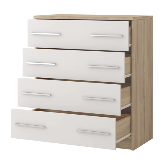 Oxnard Wooden Chest Of 4 Drawers In Sonoma Oak