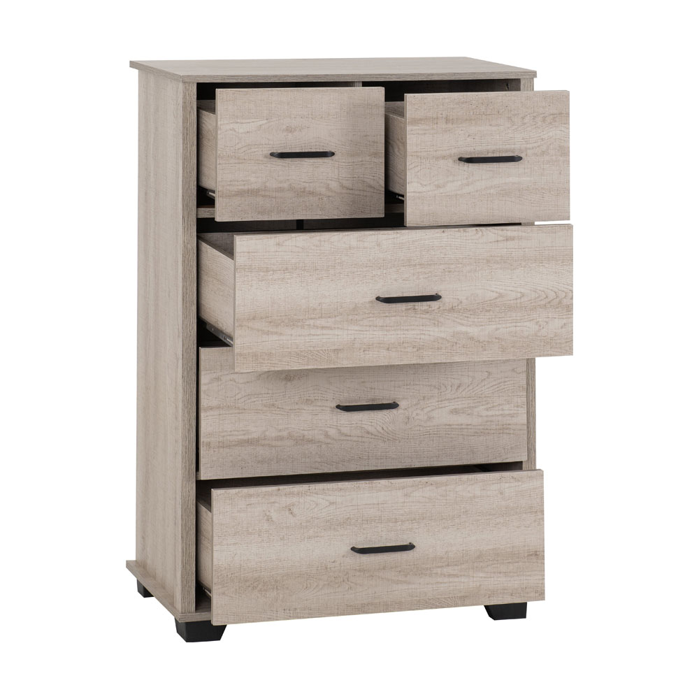Oxnard Wooden Chest Of 5 Drawers in Light Oak