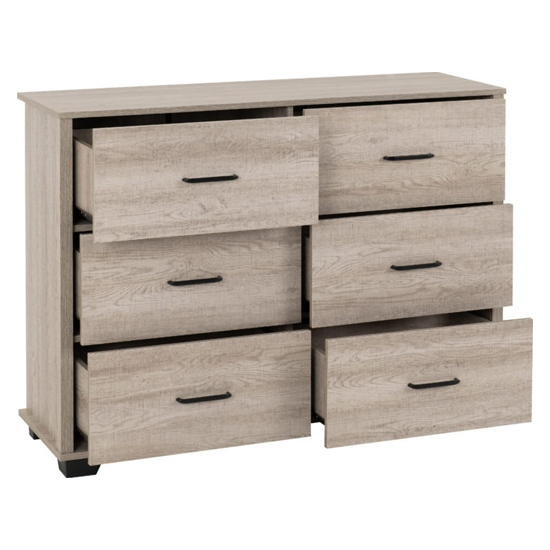 Oxnard Wooden Chest Of 6 Drawers Wide In Light Oak