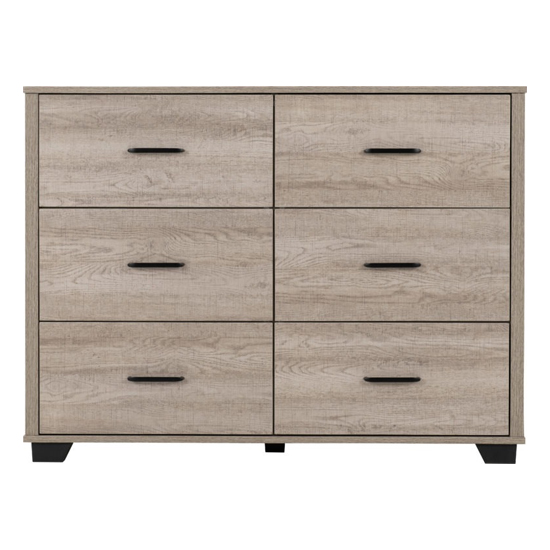 Oxnard Wooden Chest Of 6 Drawers Wide In Light Oak