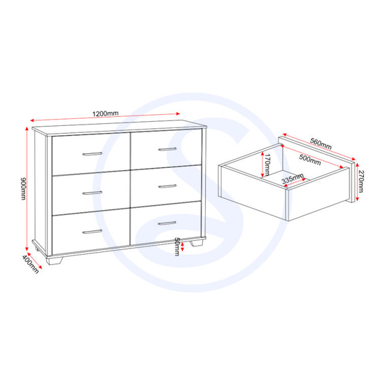 Oxnard Wooden Chest Of 6 Drawers Wide In Light Oak
