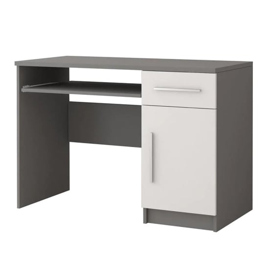 Product photograph of Oxnard Wooden Computer Desk With 1 Door 1 Drawer In Matt Grey from Furniture in Fashion