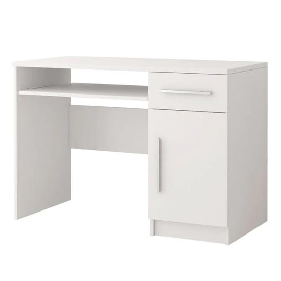Product photograph of Oxnard Wooden Computer Desk With 1 Door 1 Drawer In Matt White from Furniture in Fashion