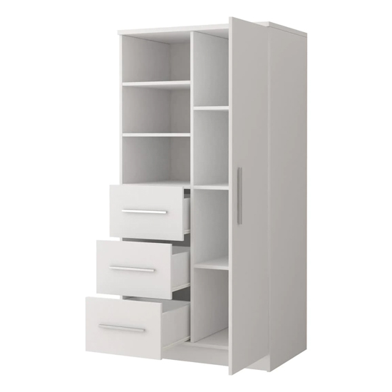Oxnard Wooden Highboard With 1 Door 3 Drawers In Matt White