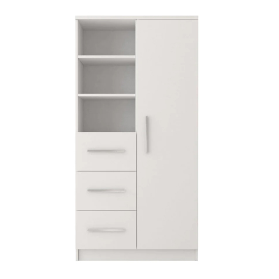 Oxnard Wooden Highboard With 1 Door 3 Drawers In Matt White