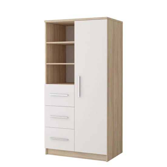 Product photograph of Oxnard Wooden Highboard With 1 Door 3 Drawers In Sonoma Oak from Furniture in Fashion