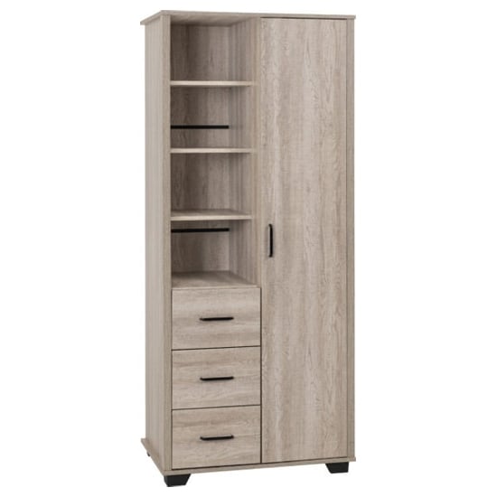 Product photograph of Oxnard Wooden Wardrobe With 1 Door In Light Oak from Furniture in Fashion