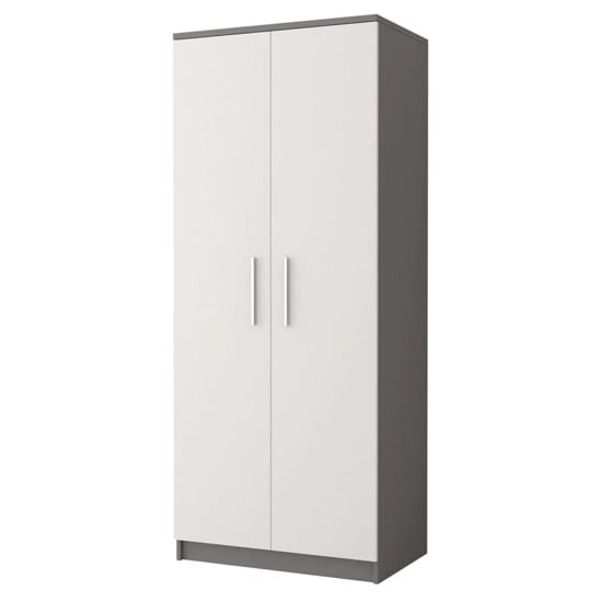 Oxnard Wooden Wardrobe With 2 Doors In Matt Grey