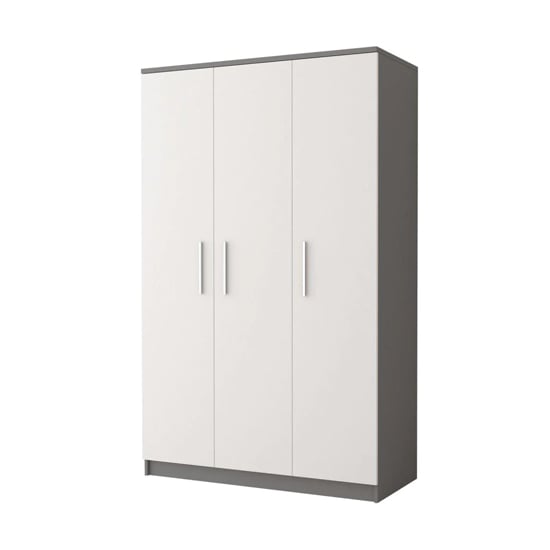 Product photograph of Oxnard Wooden Wardrobe With 3 Doors In Matt Grey from Furniture in Fashion