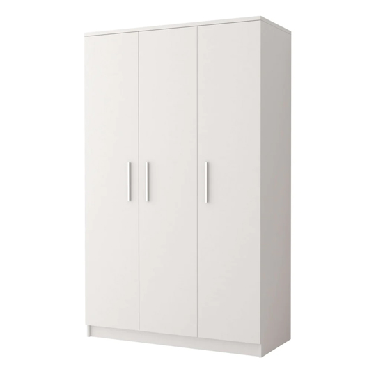 Product photograph of Oxnard Wooden Wardrobe With 3 Doors In Matt White from Furniture in Fashion