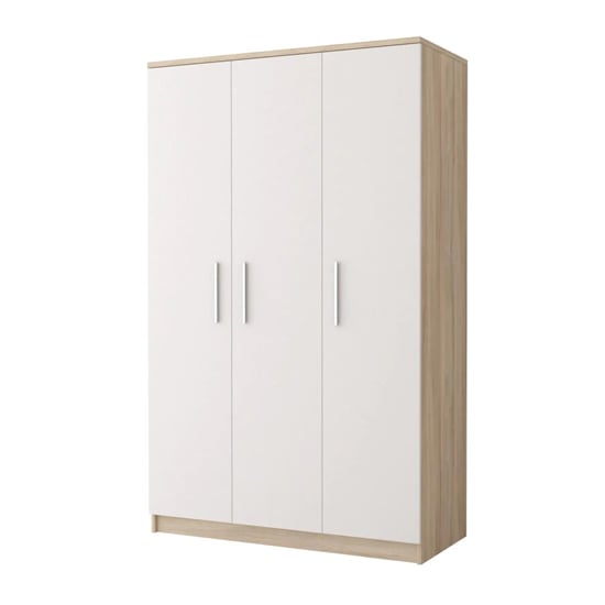 Product photograph of Oxnard Wooden Wardrobe With 3 Doors In Sonoma Oak from Furniture in Fashion