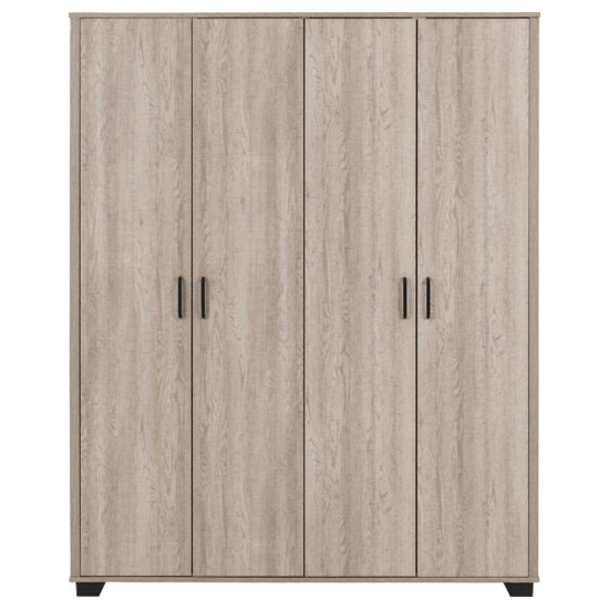 Oxnard Wooden Wardrobe With 4 Doors In Light Oak