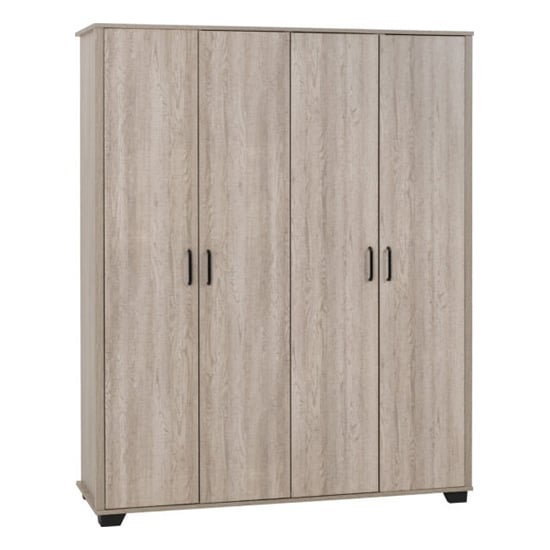 Product photograph of Oxnard Wooden Wardrobe With 4 Doors In Light Oak from Furniture in Fashion