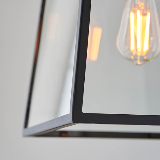 Oxon Clear Glass Shade Ceiling Pendant Light In Matt Black