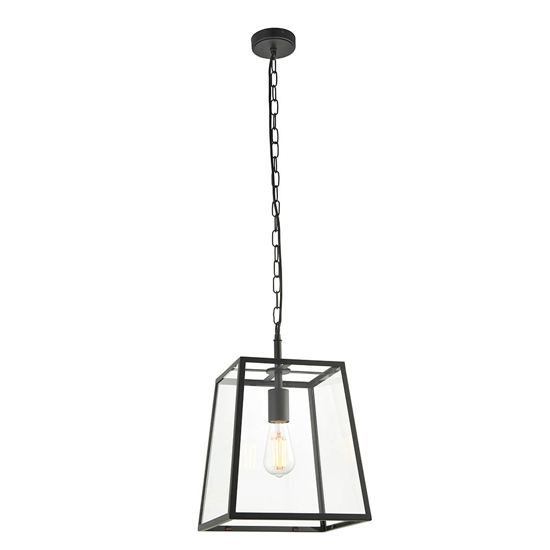 Oxon Clear Glass Shade Ceiling Pendant Light In Matt Black
