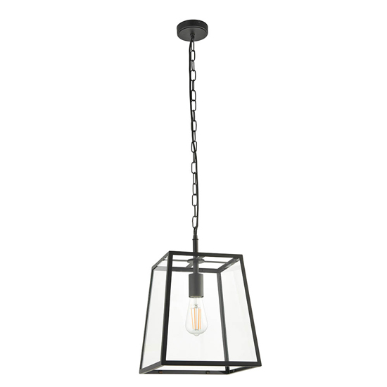 Oxon Clear Glass Shade Ceiling Pendant Light In Matt Black