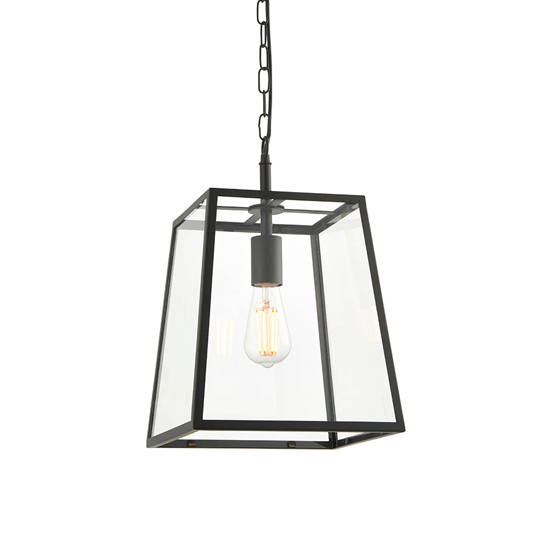 Oxon Clear Glass Shade Ceiling Pendant Light In Matt Black
