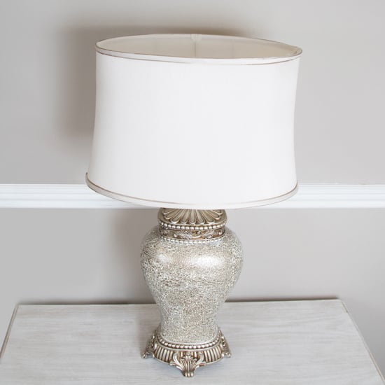 Photo of Oxon ivory shade table lamp with champagne sparkle mosaic base