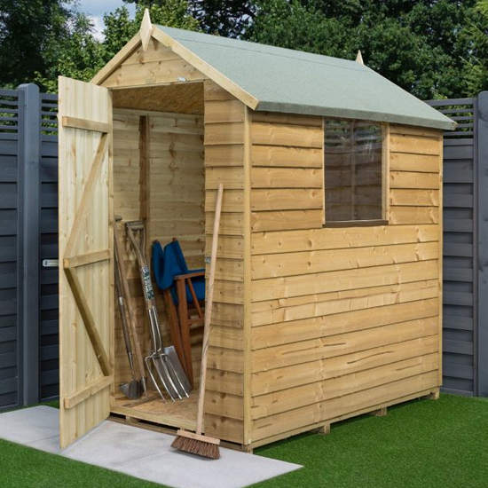 Photo of Oyan wooden 6x4 garden shed in natural timber