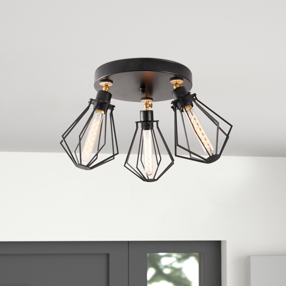 Oylat 3 Light Metal Ceiling Light in Black
