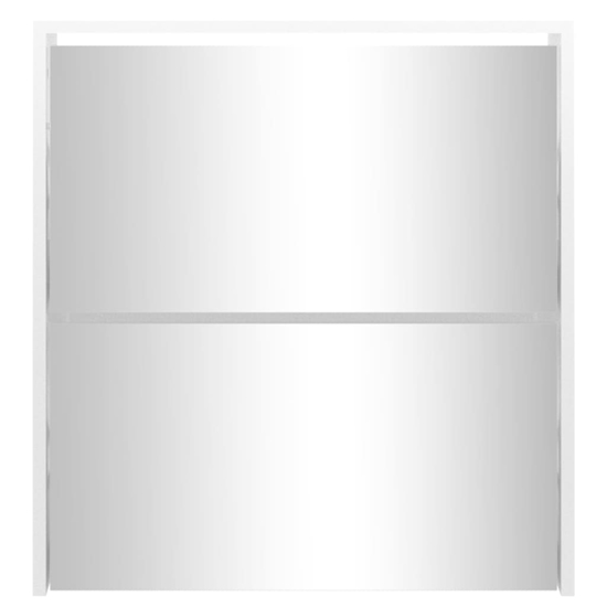 Ozark Mirrored High Gloss Shoe Cabinet With 2 Flaps In White
