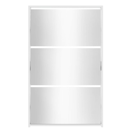 Ozark Mirrored High Gloss Shoe Cabinet With 3 Flaps In White