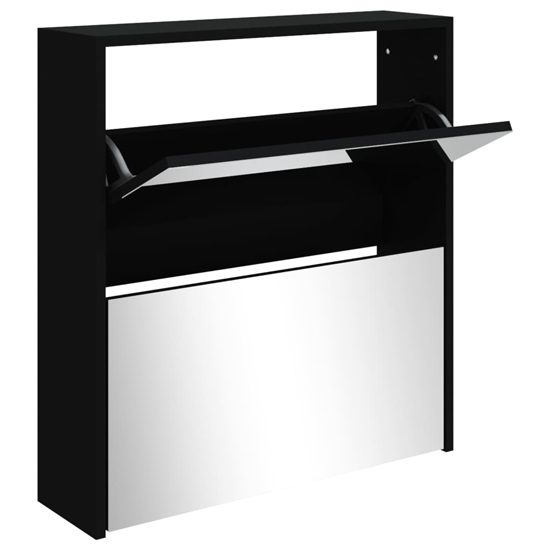 Ozark Mirrored Shoe Cabinet With 2 Flaps In Black