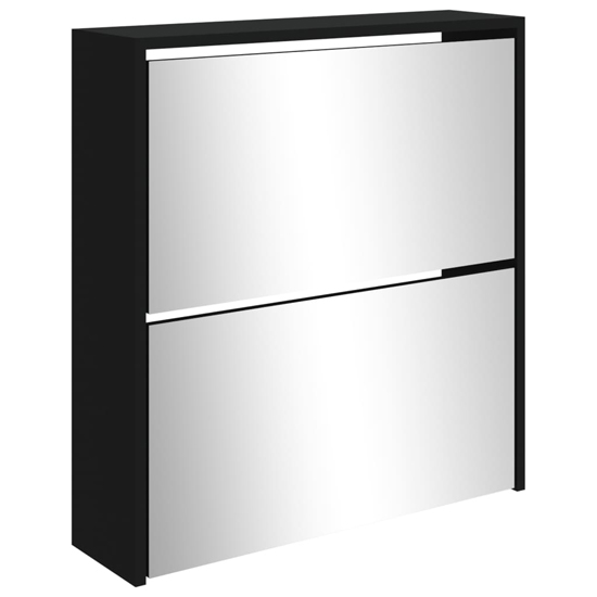 Ozark Mirrored Shoe Cabinet With 2 Flaps In Black