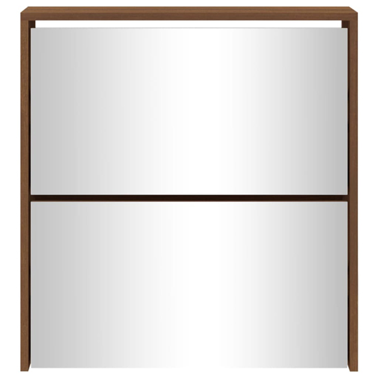 Ozark Mirrored Shoe Cabinet With 2 Flaps In Brown Oak