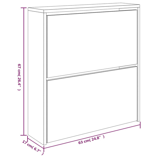 Ozark Mirrored Shoe Cabinet With 2 Flaps In Brown Oak