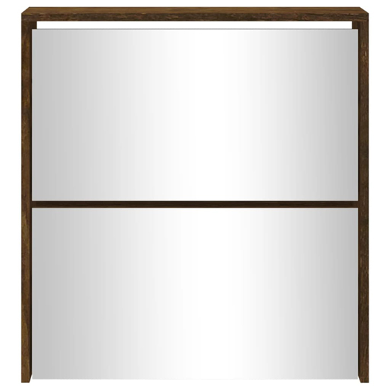 Ozark Mirrored Shoe Cabinet With 2 Flaps In Smoked Oak