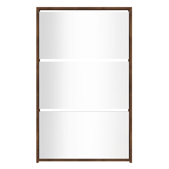 Ozark Mirrored Shoe Cabinet With 3 Flaps In Brown Oak