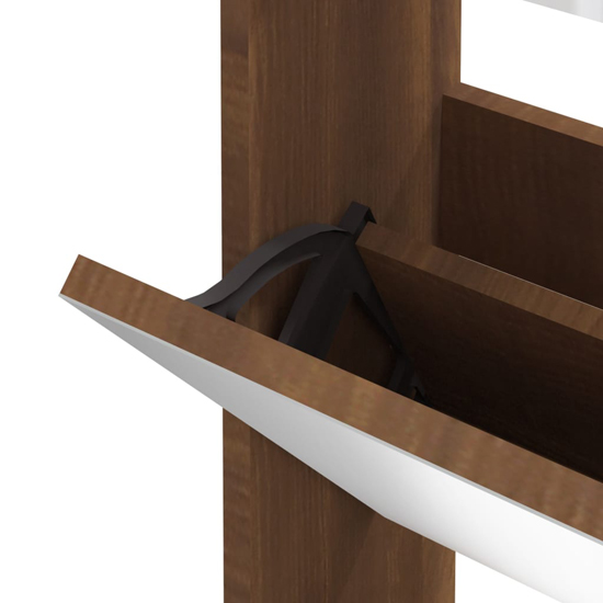 Ozark Mirrored Shoe Cabinet With 3 Flaps In Brown Oak