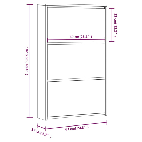 Ozark Mirrored Shoe Cabinet With 3 Flaps In Brown Oak