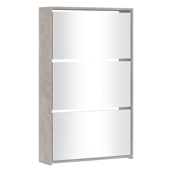 Ozark Mirrored Shoe Cabinet With 3 Flaps In Concrete Effect