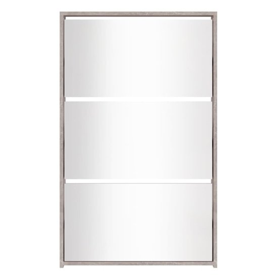 Ozark Mirrored Shoe Cabinet With 3 Flaps In Concrete Effect