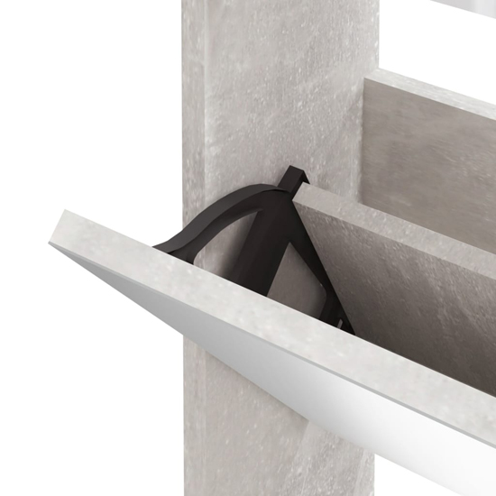 Ozark Mirrored Shoe Cabinet With 3 Flaps In Concrete Effect
