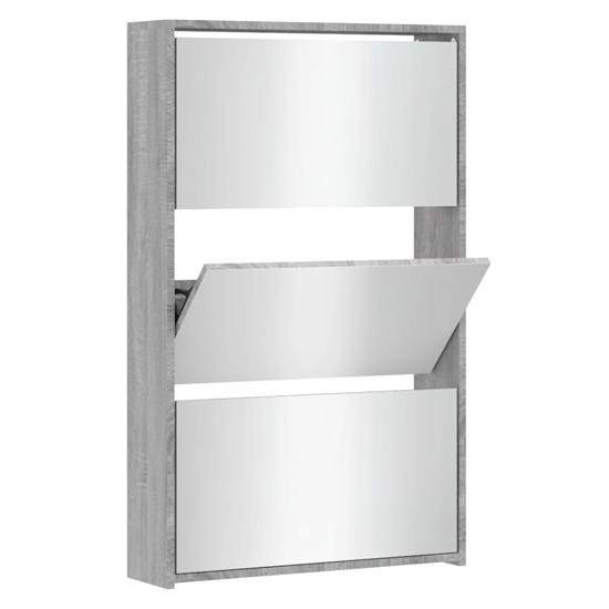 Ozark Mirrored Shoe Cabinet With 3 Flaps In Grey Sonoma Oak