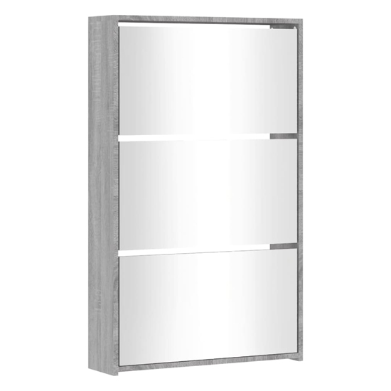 Ozark Mirrored Shoe Cabinet With 3 Flaps In Grey Sonoma Oak