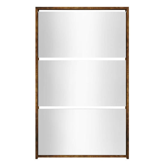Ozark Mirrored Shoe Cabinet With 3 Flaps In Smoked Oak