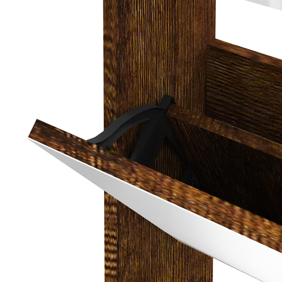 Ozark Mirrored Shoe Cabinet With 3 Flaps In Smoked Oak