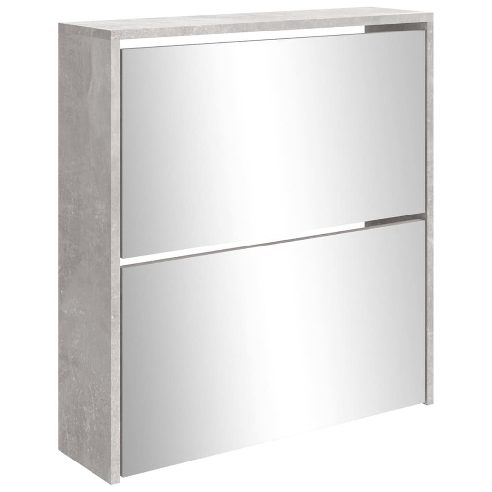 Ozark Mirrored Shoe Storage Cabinet 2 Flip Doors In Concrete Grey