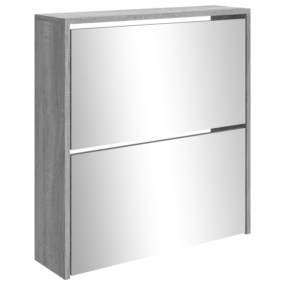 Ozark Mirrored Shoe Storage Cabinet With 2 Flip Doors In Grey Sonoma