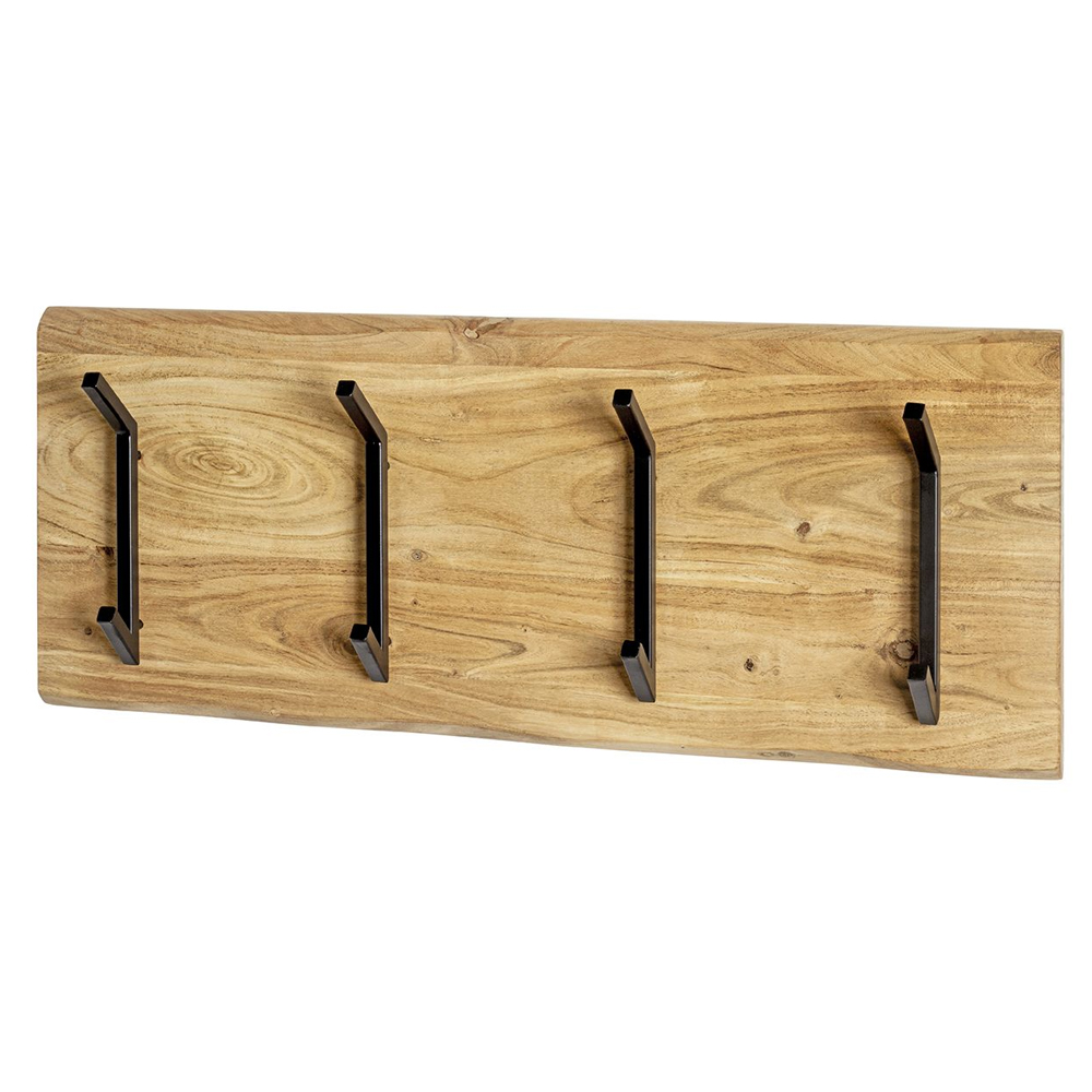 Ozark Wooden Coat Rack With 4 Black Hook In Oak