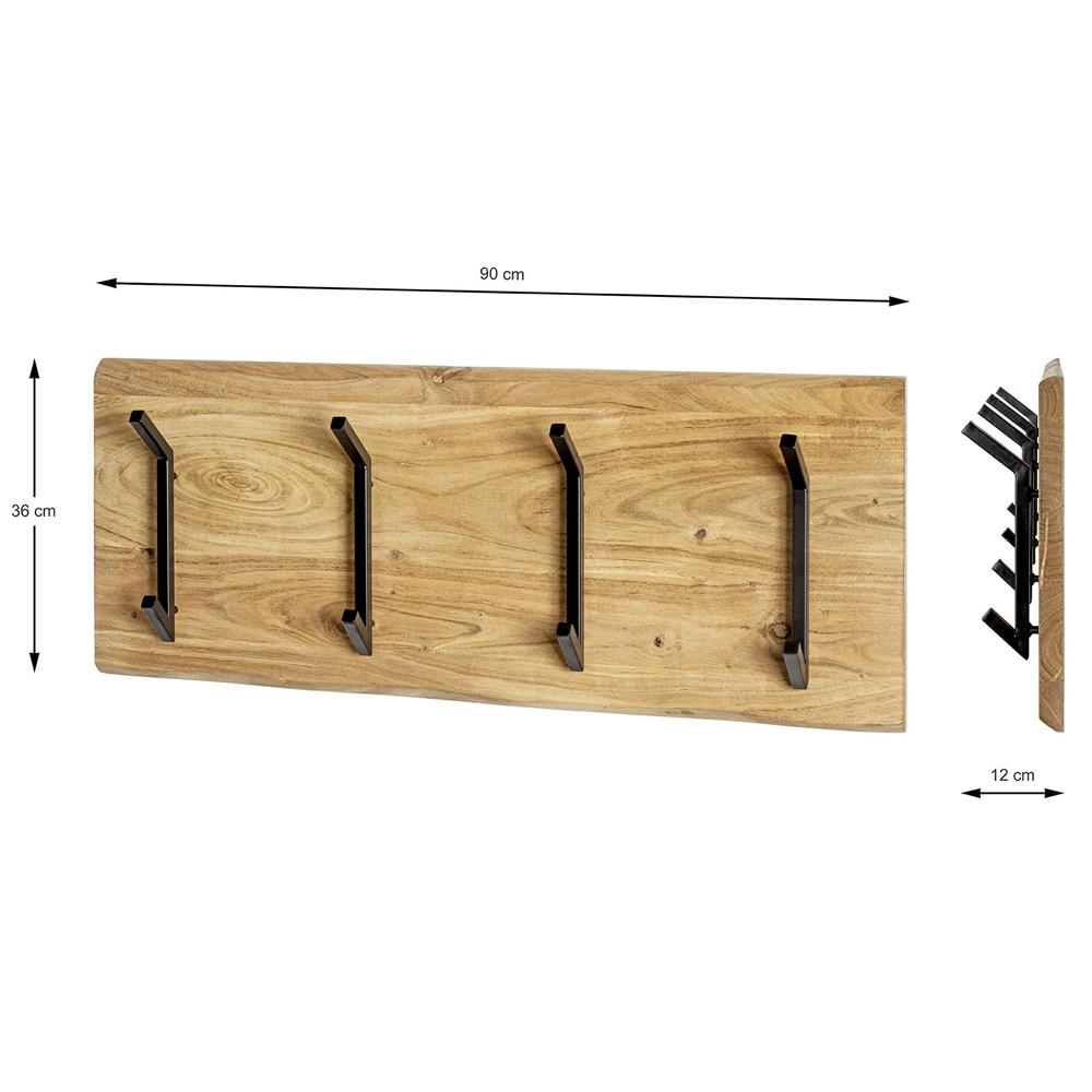 Ozark Wooden Coat Rack With 4 Black Hook In Oak
