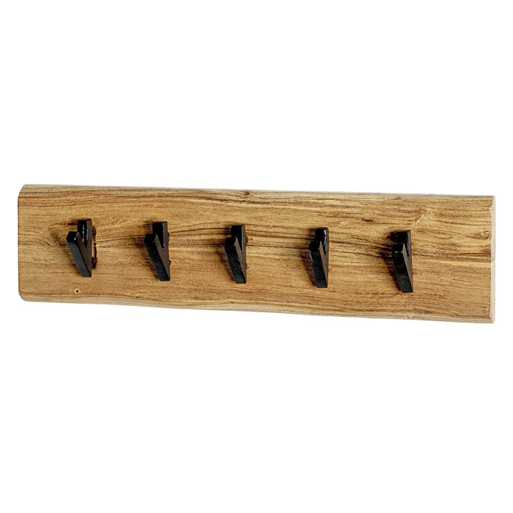 Ozark Wooden Coat Rack With 5 Black Hook In Oak