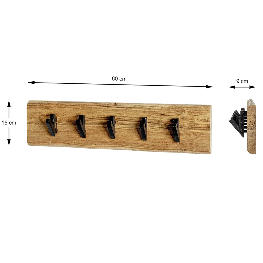 Ozark Wooden Coat Rack With 5 Black Hook In Oak